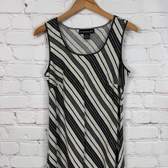 Vintage linen Y2K Striped Black taupe Sleeveless Dress y2K 90’s maxi size vacay - Picture 2 of 7